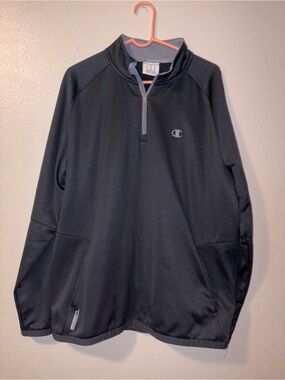 Champion Black 1/4 Zip Pullover with Gray Trim